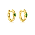 S925 sterling silver gold hoop earrings with marquise cut green gemstone inlay - 18K Gold Green Zirconia