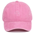 Close-up of cute dog embroidery on rose pink washed cotton vintage baseball cap - One Size / Pink
