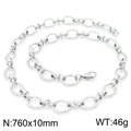 Collana a catena hip hop in acciaio inox argento, lunga 760mm e pesi 46g - Argento 760x10mm(KN228740-Z)