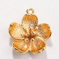 Detail of golden flower pendant with frosted petals and polished center for DIY jewelry - Style 4-Golden Flower