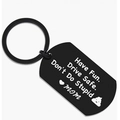 Schwarzer Schlüsselanhänger aus Edelstahl mit eingraviertem Zitat von Mutter als Geschenk - Schwarz Army Tag-Have Fun Drive Safe