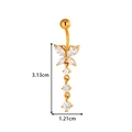 Golden butterfly navel ring with zircon pendant and tassel fringe in a minimalist design - Butterfly Tassel Style (2609-2#) / Gold