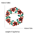 Red and green crystal wreath brooch in gold finish with 4.8cm x 4.6cm measurements - Red Green Rhinestone