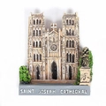 Saint Joseph Cathedral resin magnet with detailed Gothic architecture and engraved base - Cathedral Vietnam