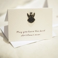 Mini carte de Noël avec pendentif ange en bronze vintage et texte de vœux manuscrit élégant - Ange