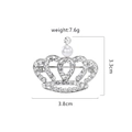 Spilla a corona in argento con strass scintillanti e perla bianca, 3,8 x 3,3 cm - Stile Corona 4 (Argento)