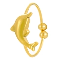 Golden stainless steel dolphin ring with bead accents, stylish beach jewelry for women - Dolphin / Diameter 2.5