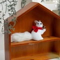 White foam squirrel figurine with red scarf and pine cone, 20cm Christmas decoration - White Squirrel with Scarf Holding Pine Cone