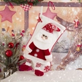 Detail of 3D knitted Santa Claus Christmas stocking with red hat and white beard - Knitted Santa Christmas Stocking