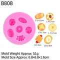 Pink silicone mold for mini food models with six cavities for DIY clay and resin - Mini Food Breakfast Shaped Mold (B808) / Pink