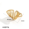 Anello geometrico in acciaio inossidabile placcato oro 18k con linee ondulate a strati - Misura Aperta Oro 18k / Anello a Linee Multistrato (TR4339)