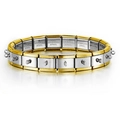 Italian modular charm bracelet in silver and gold stainless steel with hanging hooks - Two-tone Gold Silver with Round Hook