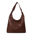 Sac hobo vintage en cuir marron foncé avec bandoulière nouée sur fond blanc - Marron