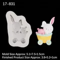 Bunny and bear in cart silicone mold for chocolate and fondant cake decoration - 3# Rabbit Mother and Baby / Gray