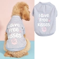 Grey pet T-shirt featuring 'I Give Free Kisses' print and heart motifs for small dogs - Grey Free Kiss