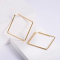 Minimalist gold square geometric hoop earrings in polished stainless steel for women - 52*52mm