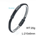 Bracciale punk da uomo in acciaio inossidabile intrecciato nero spazzolato, 210 mm - 210x6mm / Nero (KB147371-KLHQ)