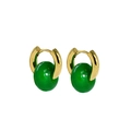 Boucles d'oreilles vintage avec anneaux dorés et perles rondes en turquoise verte - Or Pierre Verte
