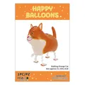 Walking orange cat foil balloon for kids party decorations, size 61.5x42.5cm - Walking Orange Cat
