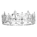 Silberne runde Königskrone mit Lilien-Design und Strasssteinen für Hochzeiten - Silber