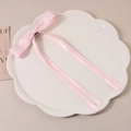 Pink satin ribbon bow hair clip with long streamers on white decorative plate - Duckbill Clip-Z206 / Pink