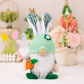 Easter gnome plush doll with green knit hat, bunny ears and bright orange carrot accessory - Green Male Carrot Style