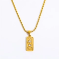 Collana con pendente tarocchi vintage placcata in oro 18 carati e incisione Carpe Diem - La Forza (Clessidra)