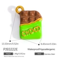 Waterproof 18k gold plated stainless steel chocolate bar pendant in brown and green - Green Chocolate Pendant PJ93222E