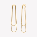 Boucles d'oreilles longues en acier inoxydable plaqué or 18K avec chaînes de serpent en U - Clous de Ligne Minimalistes / Doré