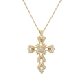 Collar con colgante de cruz y corazón chapado en oro con cristales para mujer - Corazón Cruz Dorado