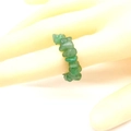 Elastic beaded ring featuring irregular natural green stone chips for women - Green Aventurine