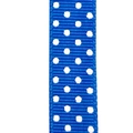Blue grosgrain ribbon with white polka dots for DIY bows and gift box wrapping - 1CM*100 Yards 3 Dots / Dark Blue