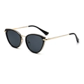 Cat eye sunglasses in black and gold finish with dark grey UV protective lenses - Black Gold Frame with Black Grey Lens