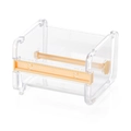 Transparent plastic washi tape dispenser with beige cutter for office stationery - Yellow
