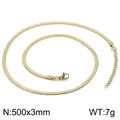 Flat gold snake chain necklace with lobster clasp and adjustable extension chain 50cm - 3mm Gold Color Necklace 50cm (KN231715-Z)