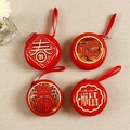 Red festive coin purses with gold 'Chun' and 'Fu' characters in 2x2 layout - Lunar New Year Fortune