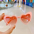 Pink heart-shaped kids sunglasses with UV400 gradient lenses and COCO design - Pink Frame / Pink Lens