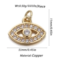 Golden eye charm pendant with sparkling crystals for DIY jewelry making 11mm - Pave Mini Eye (CX141-13B)