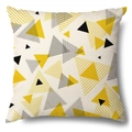 Linen sunflower square pillowcase featuring yellow and black geometric patterns - 45x45cm Pillow Cover / Yellow Black Geometric Combo (ym15055  (1))