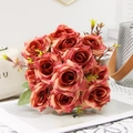 Artificial pink orange gradient roses in retro style for home decor wedding arrangement - Orange