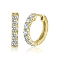Elegant gold S925 sterling silver hoop earrings with shimmering white zircon stones - Gold Rhinestone Claw Hoop (SE82-14K)