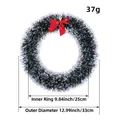 Guirnalda de Navidad con lazo rojo y oropel blanco verde para decorar puertas - Verde Nevado-25cm