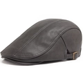 Boina vintage de cuero PU gris oscuro para hombre con hebillas laterales de metal - Ajustable / gris oscuro
