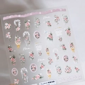 Floral self-adhesive nail art stickers with vintage pink rose designs, model TS-3918 - Shadow of Fragrance (TS-3918)