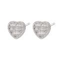 Orecchini a lobo a cuore in argento con scintillanti cristalli di zirconia - Orecchini a Lobo in Zircone Bianco Placcato Platino
