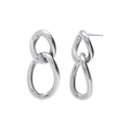 Pendientes de aro minimalistas en plata S925 con doble anillo entrelazado para mujer - Plateado