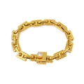 Macro detail of gold H-link chain bracelet with sparkling crystal encrusted clasp - Gold Bracelet