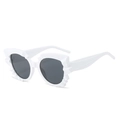 Irregular white flame-shaped frame sunglasses with black lenses for party wear - White Frame Dark Grey Lens