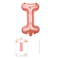 Roségold Folienballon Buchstabe I in Verpackung mit Strohhalm für die Geburtstagsdeko - Buchstabe I / Roségold