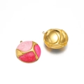 Colgantes de mariposa dorados con esmalte degradado rosa para creación de joyas DIY - 24mm Redondo / Rosa y Rojo Rosa
